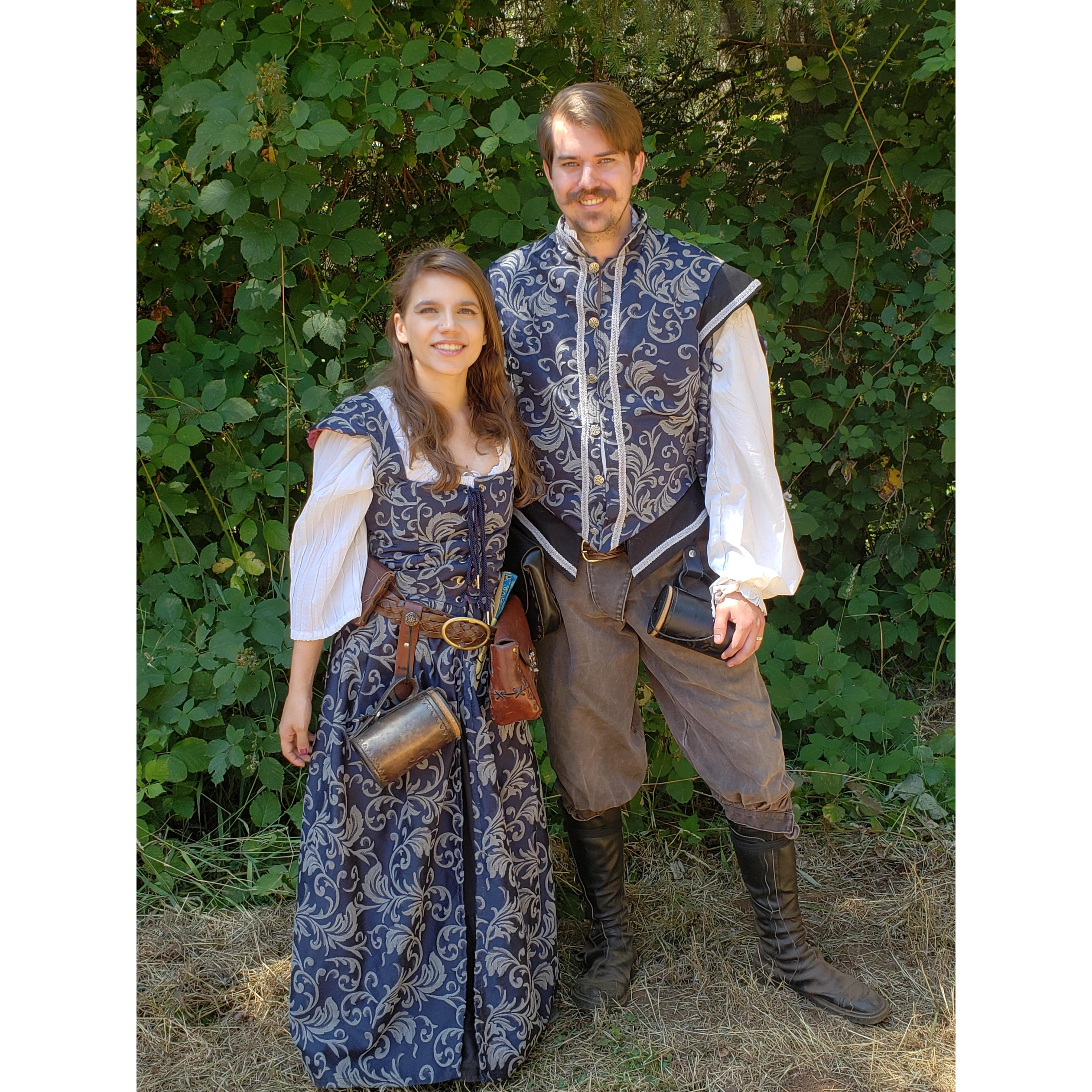 Our matching outfits (courtesy of Restory's Mom) at the Oregon Renaissance Faire. July 2019