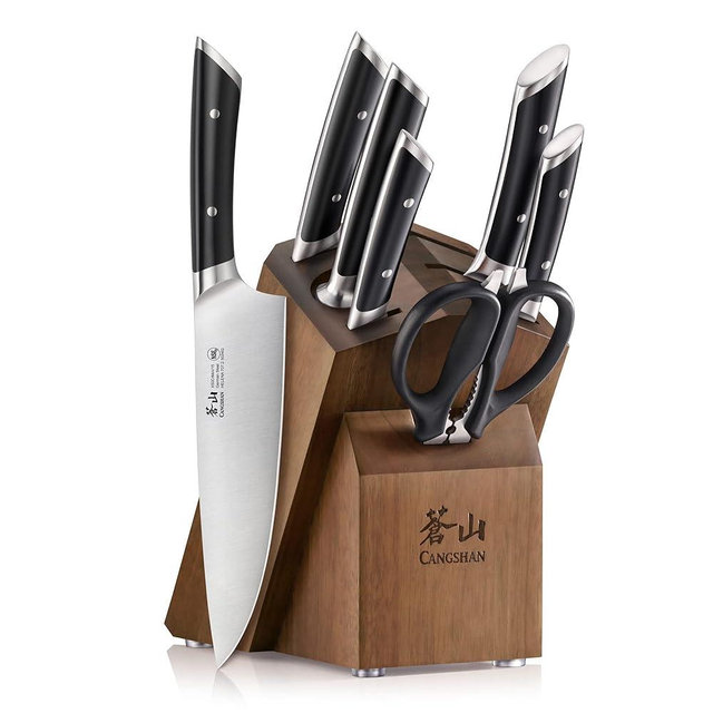 Cangshan HELENA Series German Steel Forged Knife Block Set (8-Piece, Black)