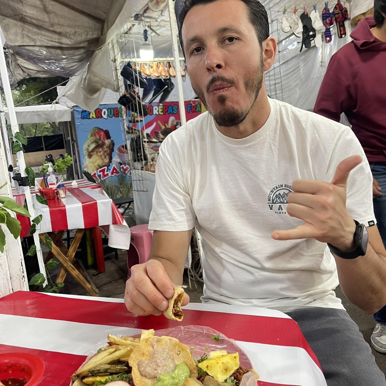 Enjoying some street tacos in Mexico City!