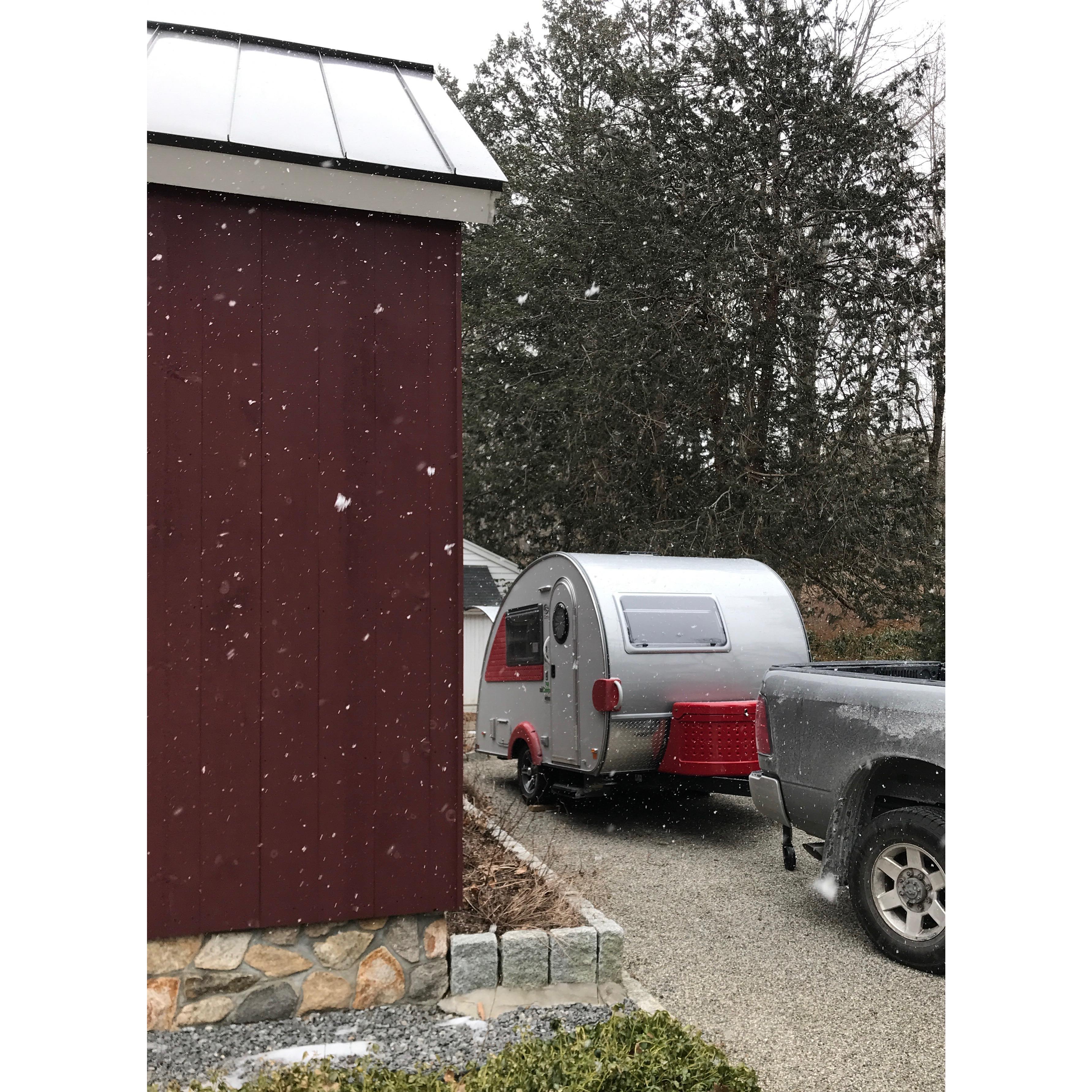 TEARDROP delivery day! Adventures in small living begins (just kidding) It's finally arrived! We need some trip ideas so be thinking...