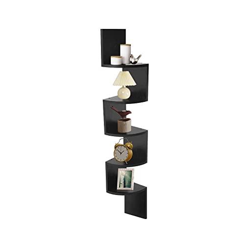 AZ L1 Life Concept 5 Tiers Wall Mount Corner Multi Storage, Display Shelve for Home office Decor, Bedroom, Livingroom, 7.75inch, Dark