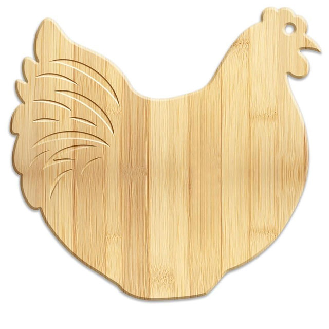 WEBEEDY Chicken Shaped Bamboo Wood Cutting Board Personalized Charcuterie Serving Tray Wood Cutting Board for Kitchen with Hanging Hole for Cheese,Fruit,Meat,Vegetable,Gift for Halloween Easter