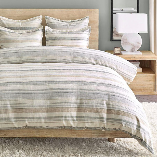 Clayton Striped Cotton Duvet Cover, Full/Queen