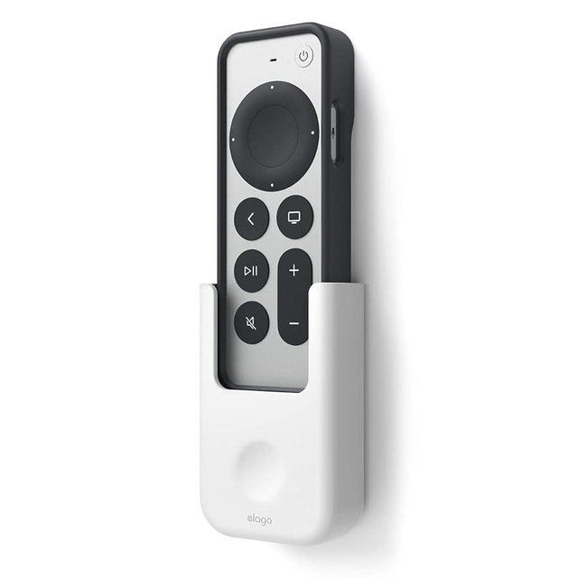elago Universal Remote Holder Mount Compatible with Apple TV and All Other Control Devices - Adhesive Tape or Screw Mounting Options, Available Wired Charging [Small] [3rd & 2nd Gen] [White]