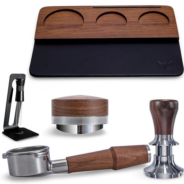 KNODOS Breville Espresso Accessories Kit Includes 54mm Bottomless Portafilter, Precision Tamper, Coffee Distributor, Leather Tamping Mat and WDT Tool