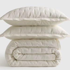 European Linen Dream Quilt Set - Ivory