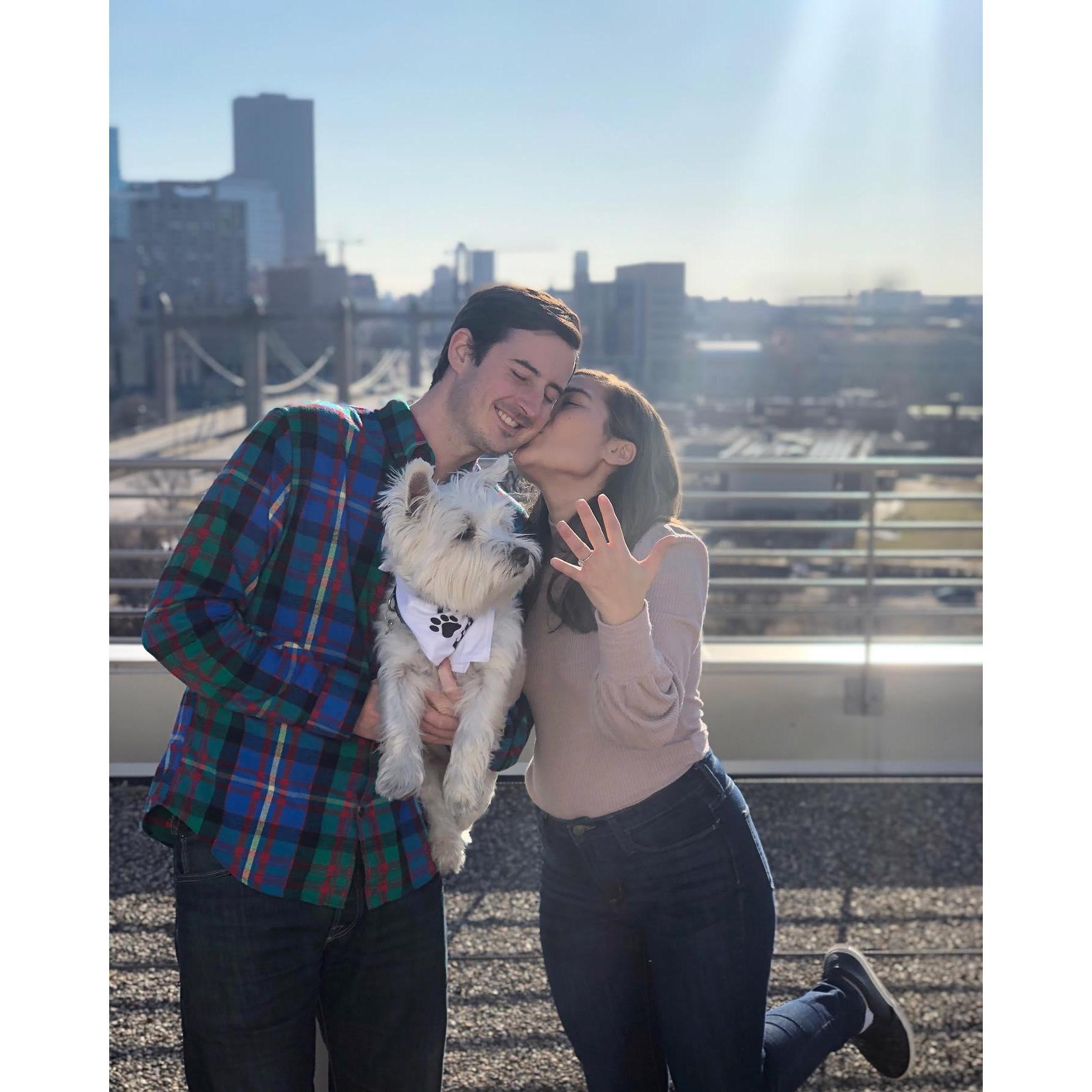 A photo of us on the day we got engaged on March 14, 2020.