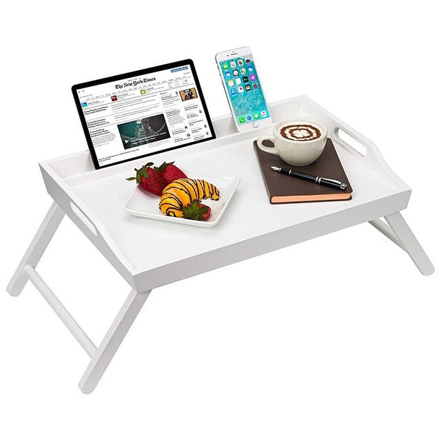 LapGear Media Bed Tray with Phone Holder - Fits up to 17.3 Inch Laptops and Most Tablets - Soft White - Style No. 78104
