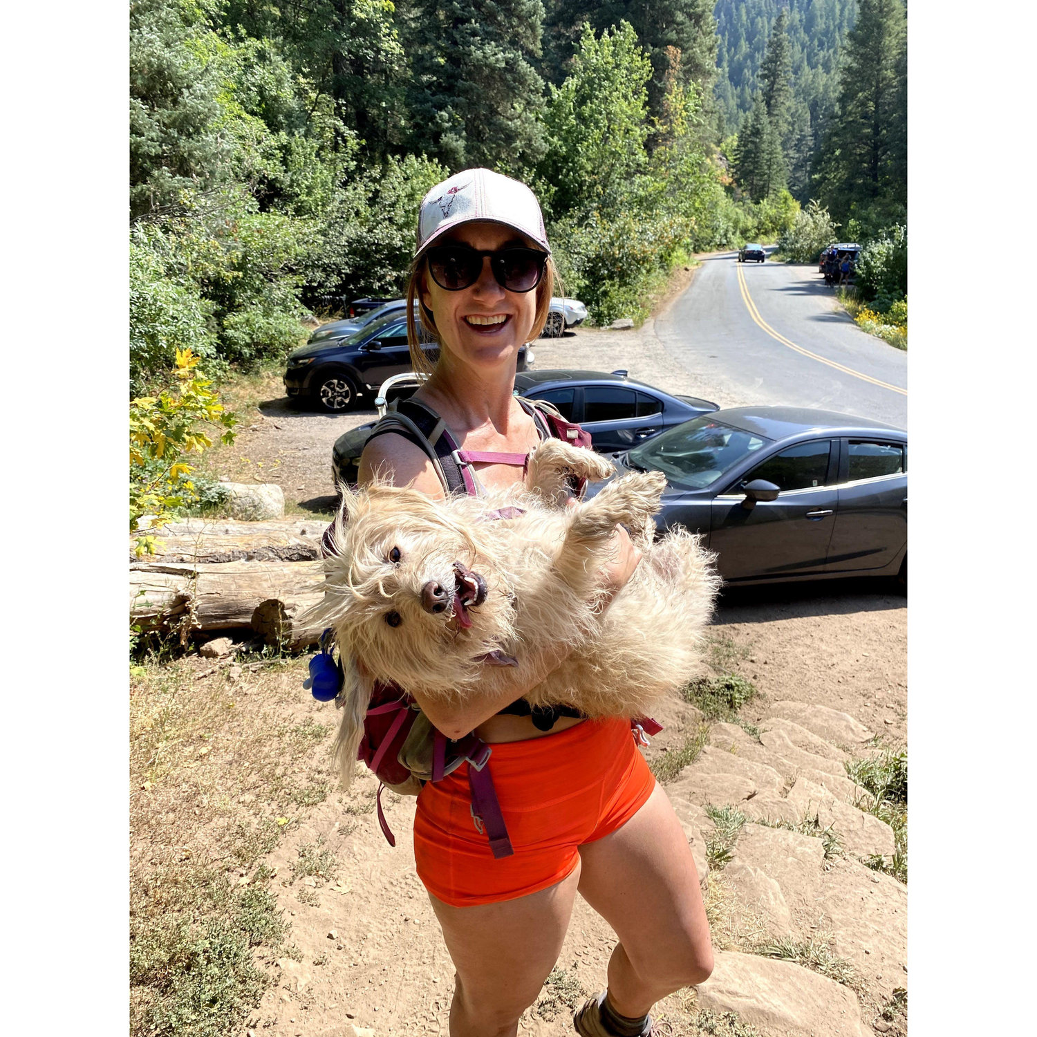 First Date! I convinced him to follow me up Mt Aire with the orange shorts. Mario carried a six pack of beer on ice in a backpack. They were tallboys.