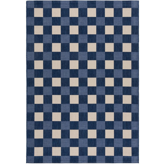 Courtyard CY6443 Power Loomed UV Resistant, Stain Resistant, Non-Shedding Indoor/Outdoor Area Rug - Navy/Beige - 8'x10' - Safavieh