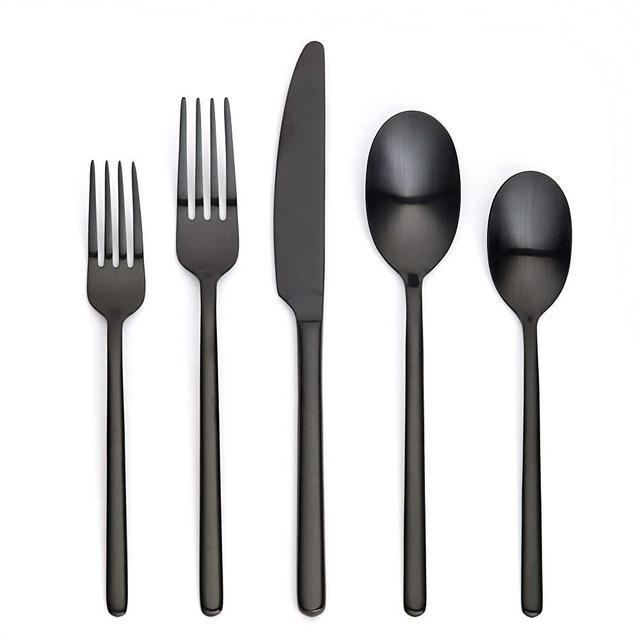 Ornative Jayden 20-Piece Stainless Steel Flatware Set| Silverware Set for 4| Matte Black | Includes Forks, Knives, and Spoons |Dishwasher Safe |Durable and Easy Care| Best Silverware