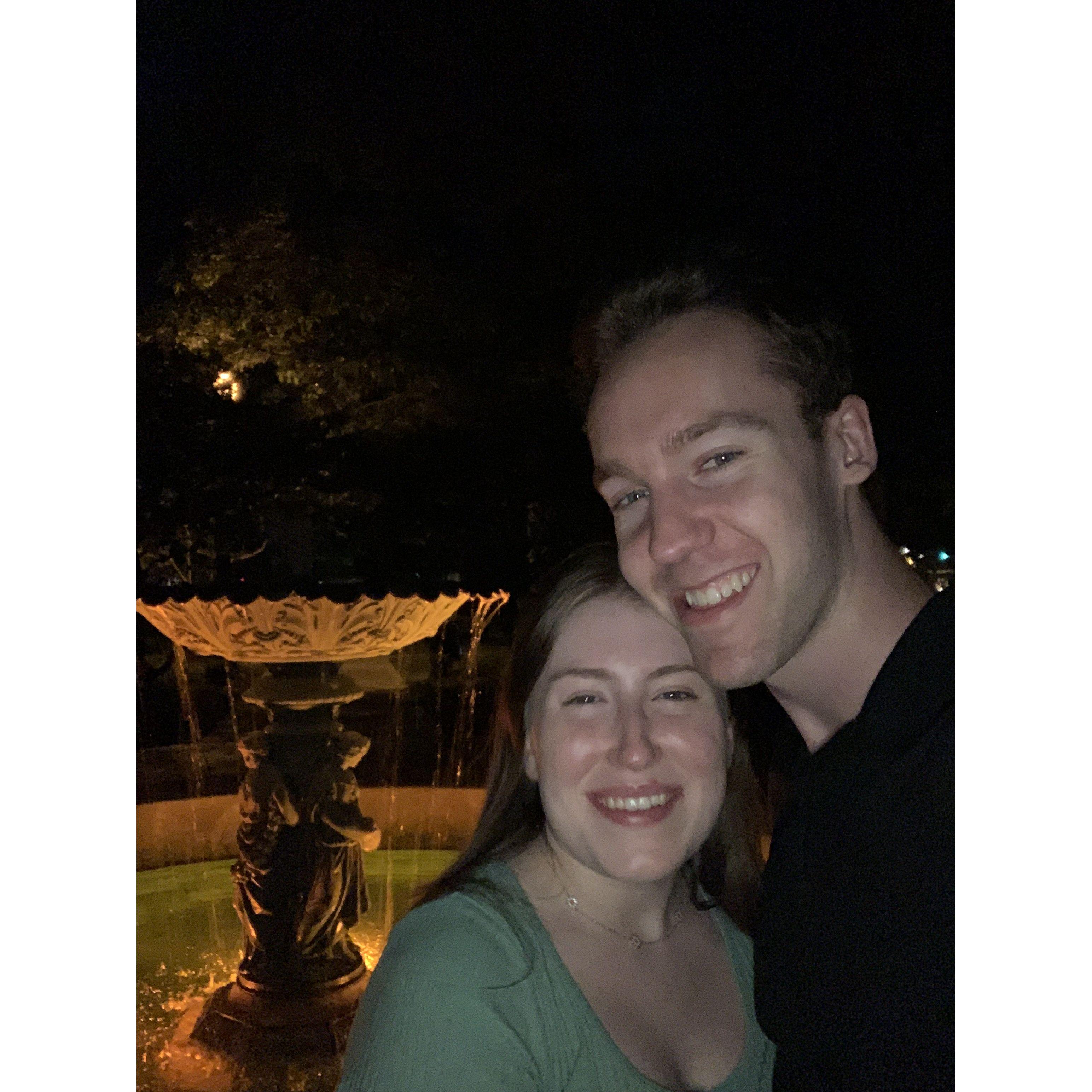 The fountain in Wheaton where we had our first kiss.