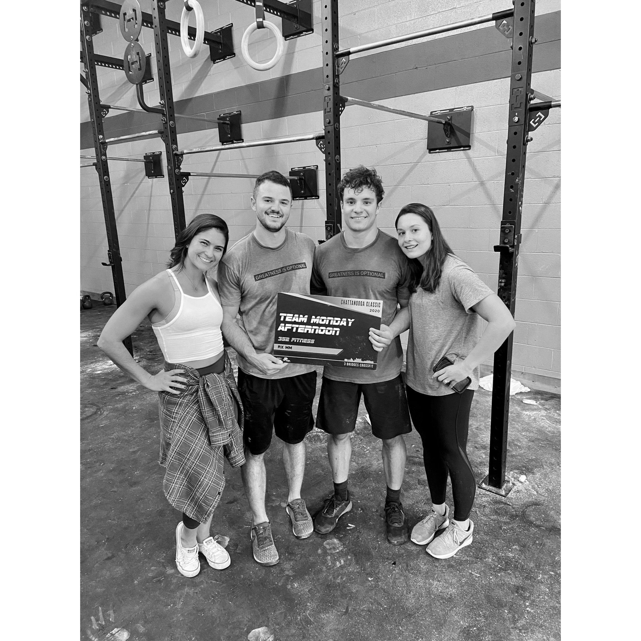 Chattanooga, TN, 2021 - Cam and his longtime Naval Academy buddy Mathias buddy won their Crossfit competition... largely due to their lovely superfan section. Thanks Lauren and Emily!
