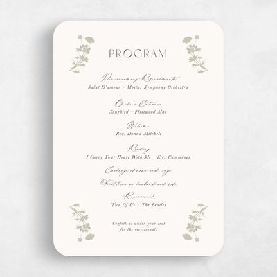 Green Rounded Wedding Program - Dianora