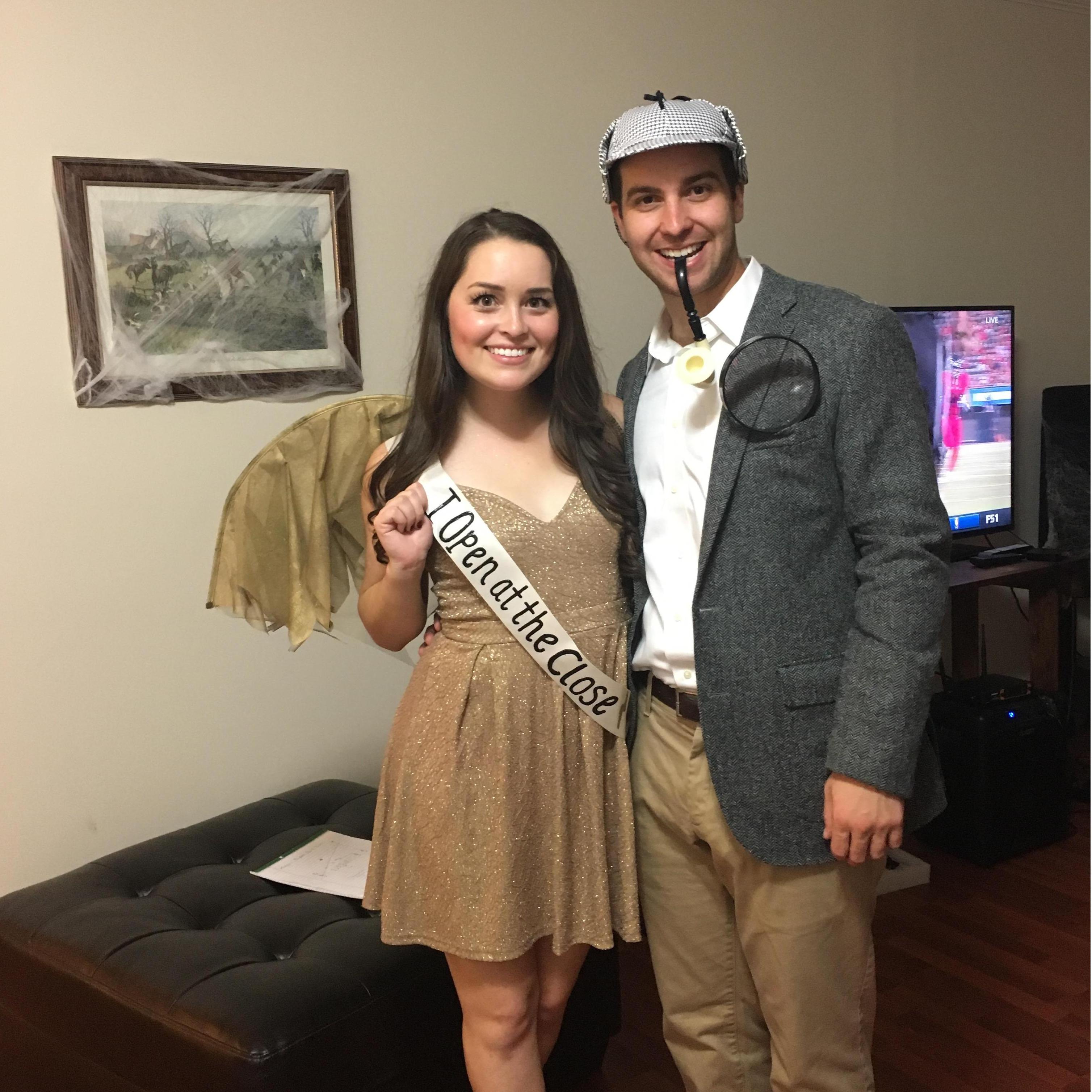 Our first halloween party at Griff's house in San Jose, a golden snitch and Sherlock Holmes, October 2016