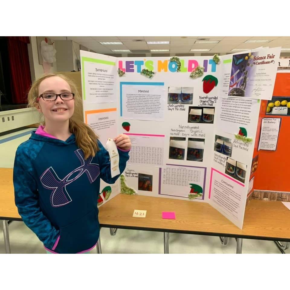 Kaitlyn placed 3rd in the Science Fair for her entire grade level!