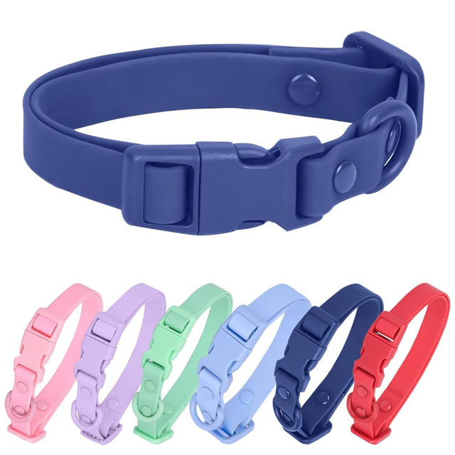 Waterproof Dog Collar Soft Rubber Dog Collar with Safety Buckle Adjustable Pet Collars for Small Medium Large Dogs