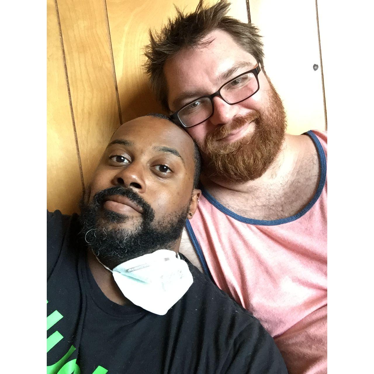 One of my favorite pictures of us - Remodeling John’s house in 2017