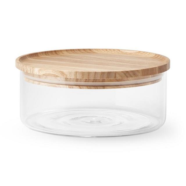 Stacking Glass Canisters, Ash Wood, Small