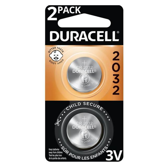 Duracell 2032 Batteries Lithium Coin Button - 2 Pack - Specialty Battery w/ Bitterant Technology