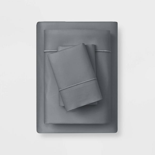 Queen 6pc 1000 Thread Count Solid Sheet Set Radiant Gray - Threshold Signature™