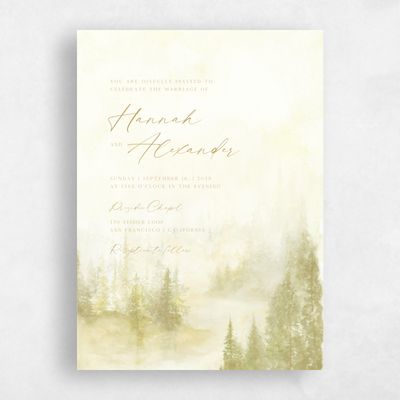 Dijon, Yellow Wedding Invitation - Forest Portrait