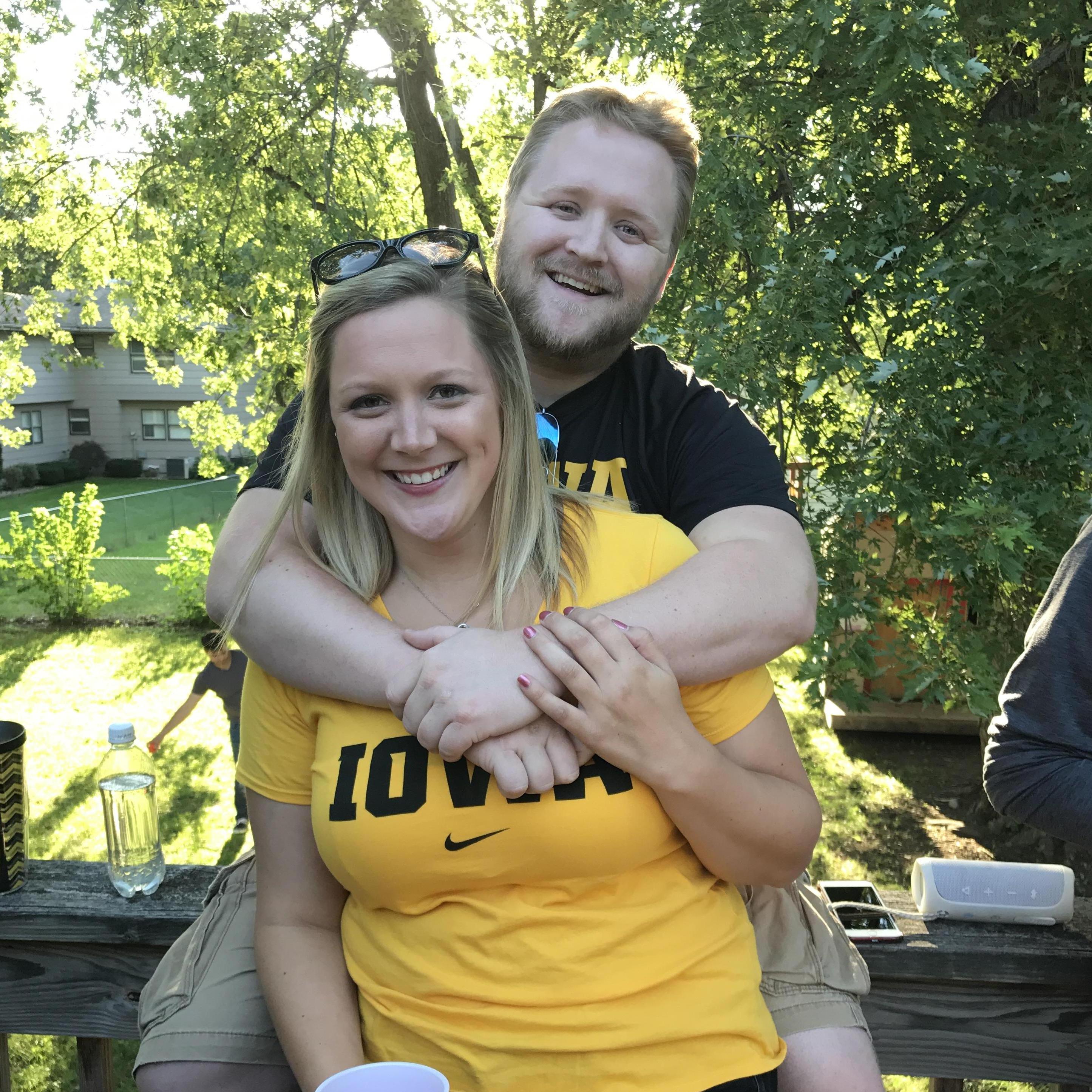 Cheering on Iowa during the Iowa vs. Iowa state game