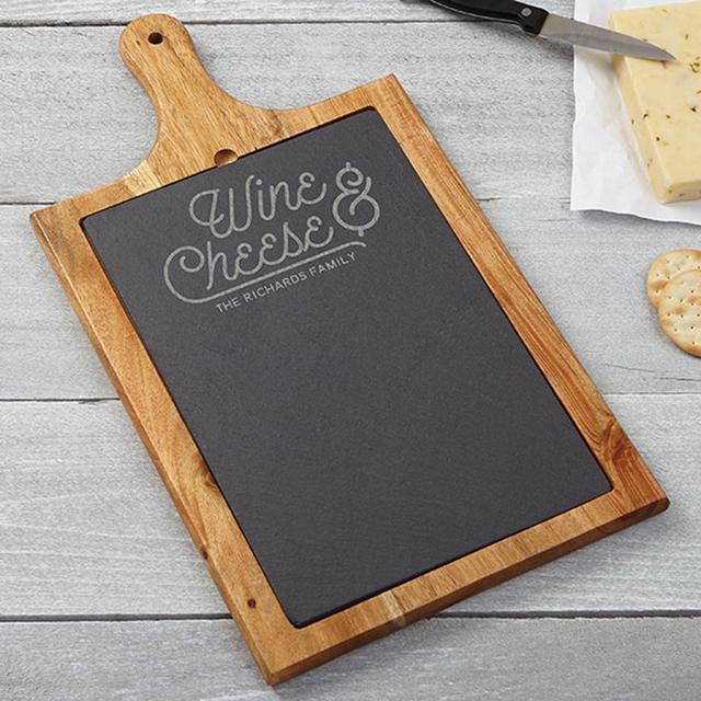 Wine and Cheese Slate and Wood Paddle Board