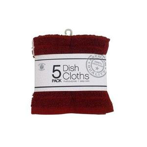 Sultan Linens Cotton Dish Cloths (Set of 5), Burgundy