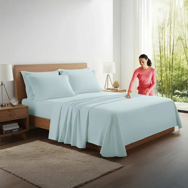 100% Organic Bamboo Viscose Sheets Set, 300 Thread Count, 4-pc Set, Luxury Cooling Sheets, Deep Pockets, King Size