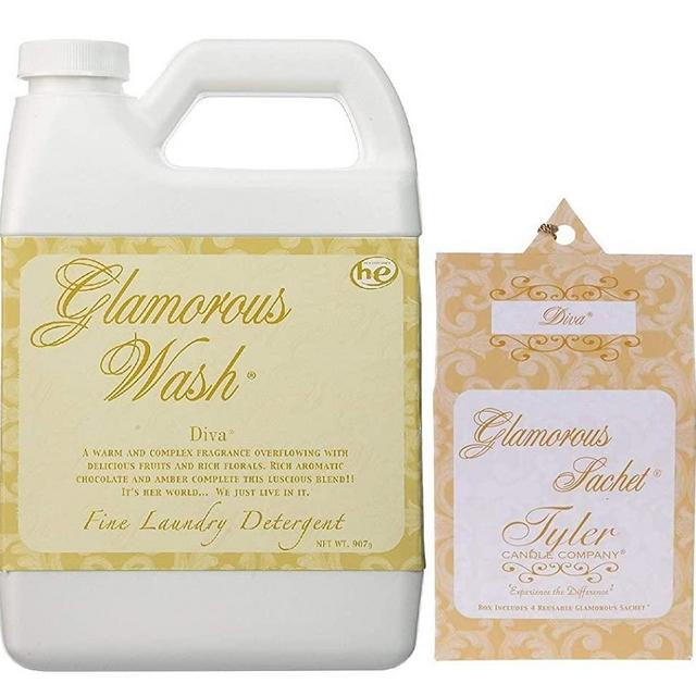 Tyler Candle Glamorous Wash Diva Laundry Detergent 32oz w/Diva Sachets Bundle