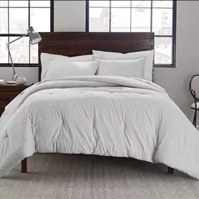 Garment Washed Solid King Comforter Set in White