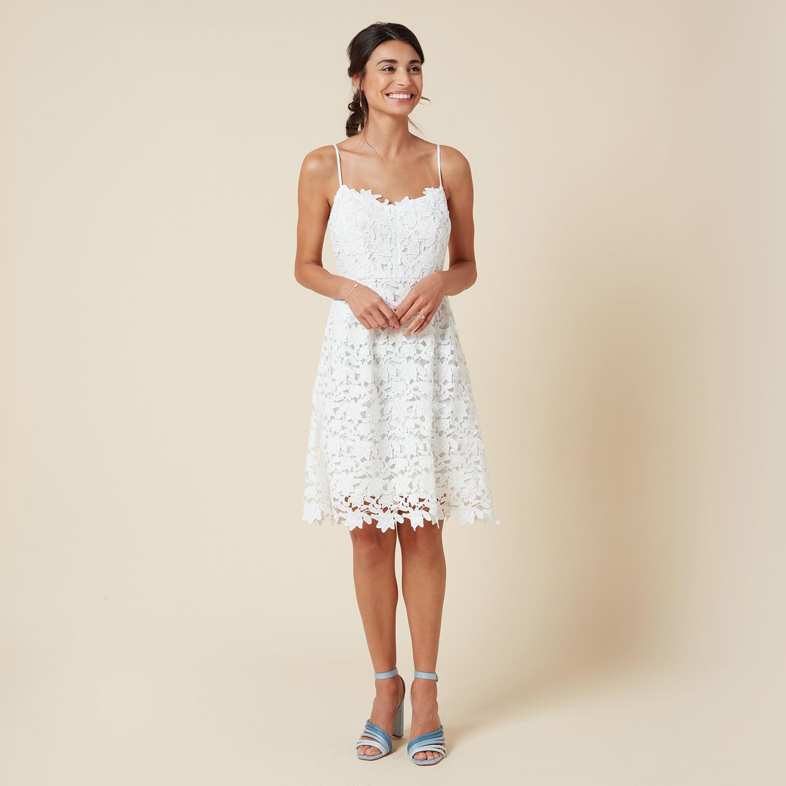 white lace spaghetti strap dress