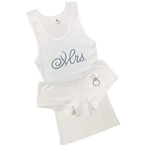 Something Blue Bridal Lingerie Boyshort Set with Mrs. and Ring