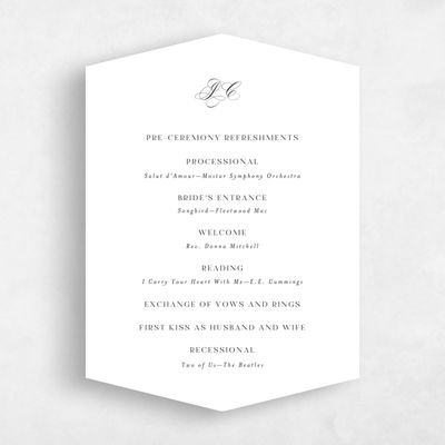 White Diamond Wedding Program - Cortona