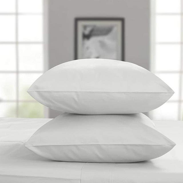 Threadmill Home Linen Queen Pillowcases - Certified 100% Egyptian Cotton 2 Piece Pillow Cover Set, 400 Thread Count Sateen Weave, Comfortable ELS Combed Cotton, Solid Silver Soft Pillow Cases