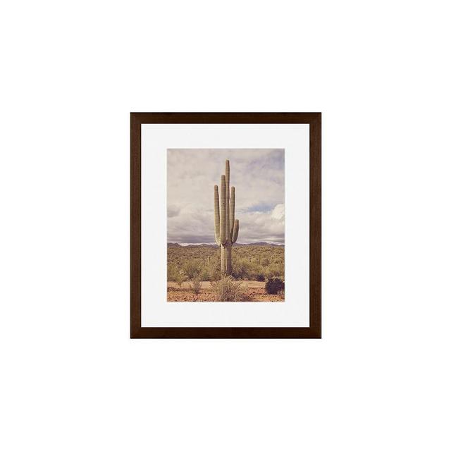 Cactus In Color Framed Print by Jennifer Meyers, 11 x 13 Wood Gallery, Espresso, Mat