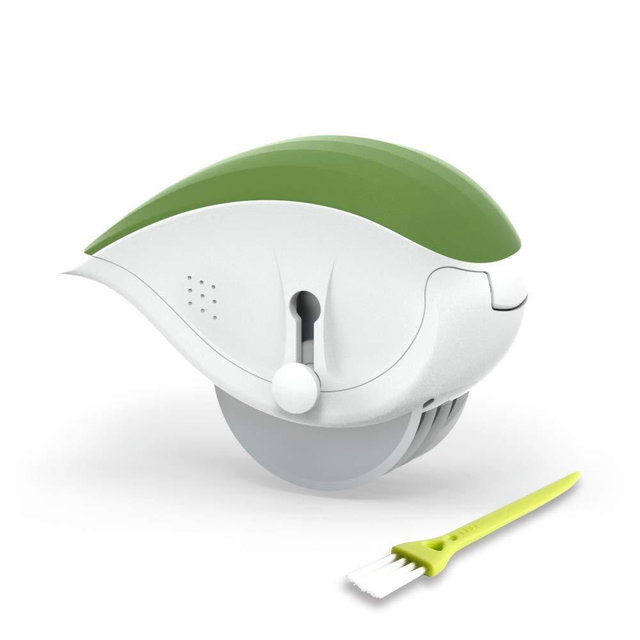 3-in-1 Herb Mincer Roller Cutter, Leaf Stripper, Scraper, Retractable Blade for Safe Storage, Detachable for Easy Cleaning, 4 Sharp Stainless Steel Blades, Soft-touch Handle, Green - by KITCHENDAO
