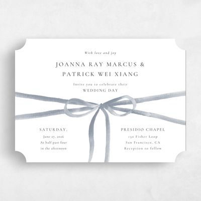 Blue Ticket Wedding Invitation - Brunate Landscape