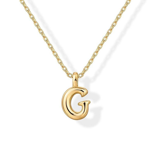 PAVOI 14K Gold Plated Dainty Chunky Bubble Initial Letter Pendant Necklace for Women | Alphabet Letter Necklace