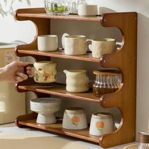 August Grove® 4-tier Bamboo Desktop Rack, Desktop Storage Rack, Countertop Cup Rack, Coffee Cup Rack, Coffee Pot Storage Rack, Coffee Bar Storage Rack, Cabinet Storage Rack, Small Countertop Storage Rack, Curved Shape Saves Space, Brown | Wayfair