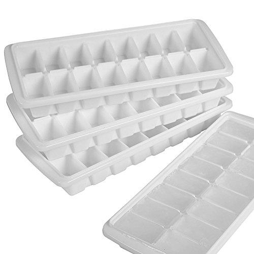 Pack of 2 White Ice Cube Trays for Freezer I Large Ice Cube Trays for Ice Cube Bin I Best Ice Cube Molds to Fill Ice Bucket for Freezer I Easy Release Ice Maker for Freezer with 32 Square Ice Cubes