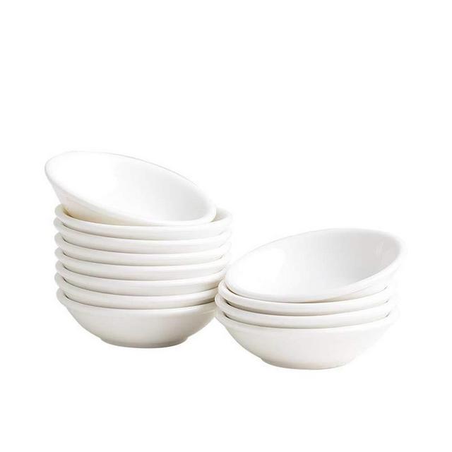 Dipping Sauce Dishes ,Round Soy Sauce Dipping Bowls, Dipping Bowls, Porcelain Watercolor Palette - 12 Packs, White, 1 oz