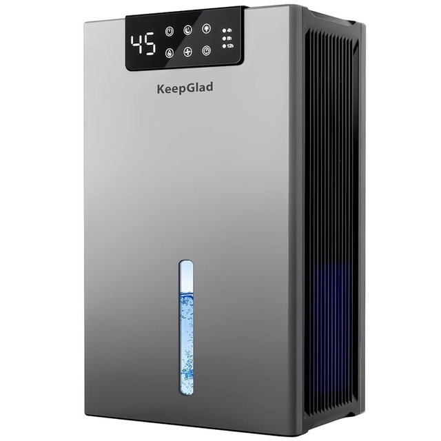 Dehumidifier, Dehumidifiers for Home(1000sq.ft), 98 OZ Water Tank, Dehumidifier Washable Air Filter, Dehumidifiers for Basement Bedroom Bathroom, Auto Shut Off, Timer Setting, 7 Colors Light, Gray