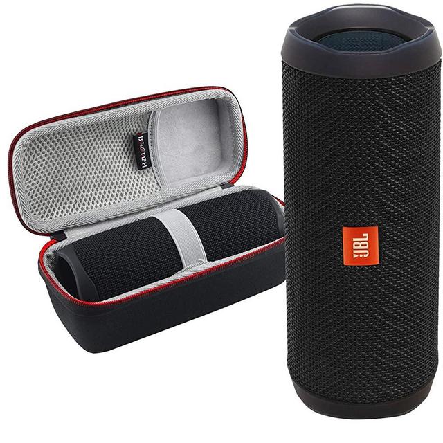 JBL FLIP 5 Portable Wireless Bluetooth Speaker IPX7 Waterproof On-The-Go Bundle with Boomph Hardshell Protective Case - Black