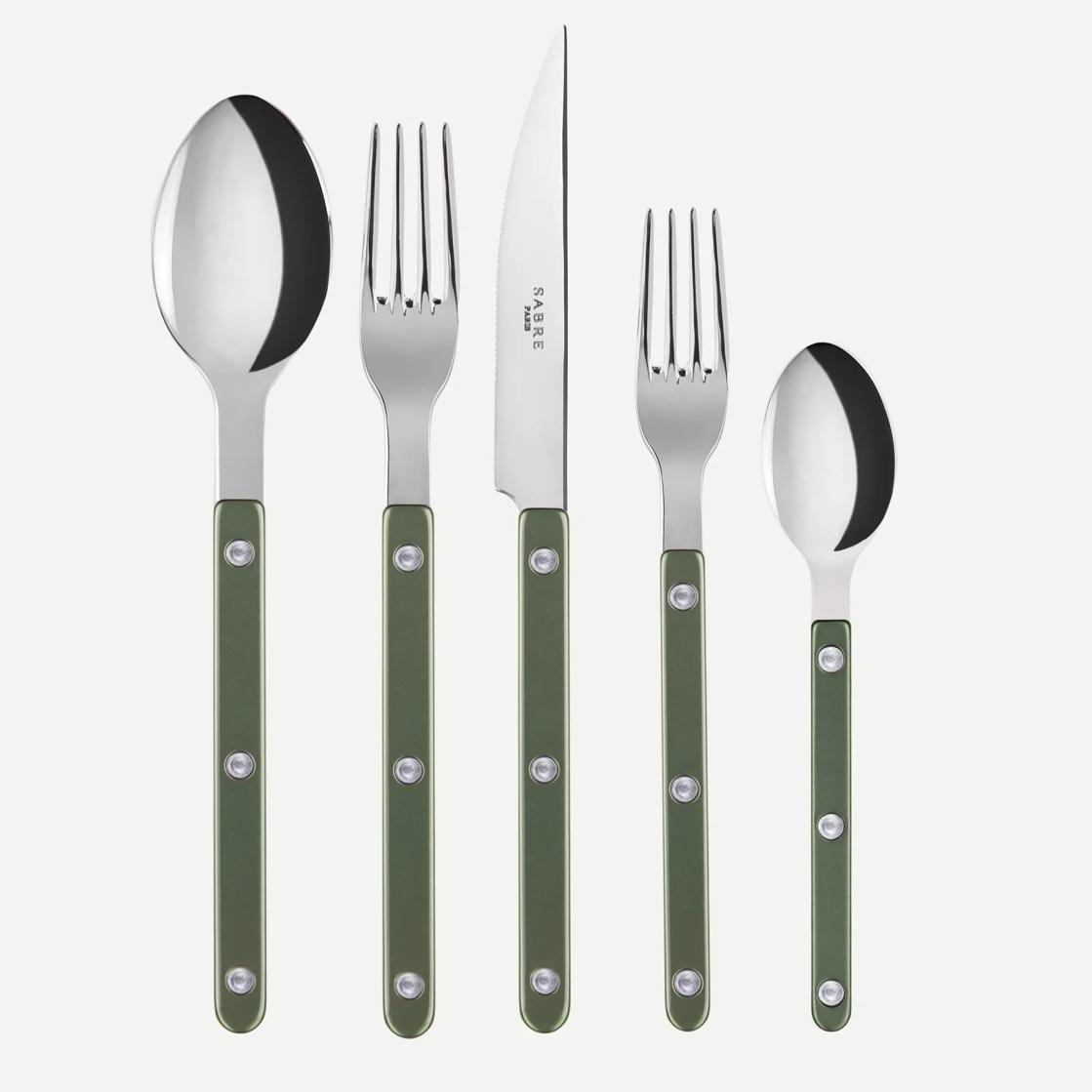 5 Piece Cutlery Set- Bistrot Pearly, Dark Green, Shiny Finish