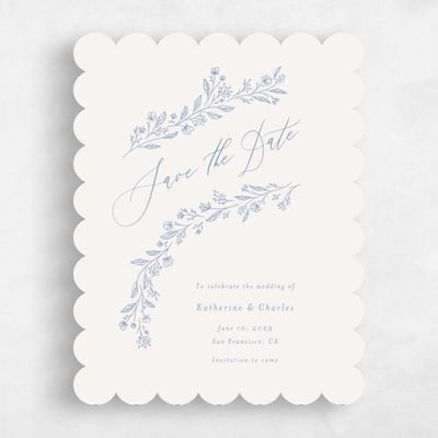 Blue Scalloped Wedding Save the Date - Miette Portrait