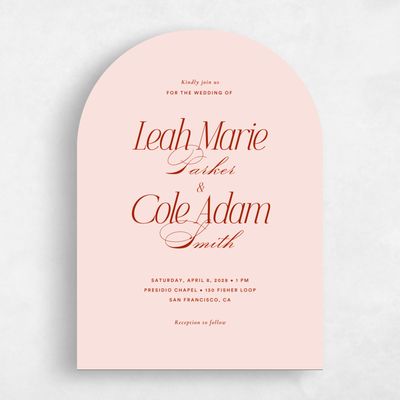 Pink Arch Wedding Invitation - Marion Portrait