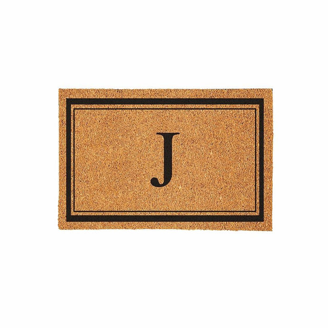 Evergreen Flag Monogram Large Coir Doormat, 36x24 Inches Front Door Mat for Outdoor Indoor Entrance, Welcome Mat, Non Slip Doorway Mat for Home Decor Housewarming Gift, Letter J