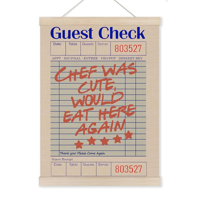 Funny Kitchen Wall Decor,Retro Kitchen Decor,Chef Was Cute Would Eat Here Again Wall Art Poster, Trendy Funny Kitchen Wall Art, 12x16 Inches